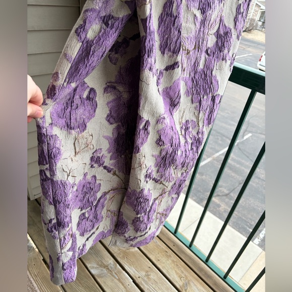 🆕✨DonnaKaran New York Textured Floral Midi Dress Purple Beige Jacquard Size 4,12 - Picture 10 of 16